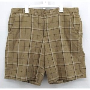 Covington Shorts Mens Size 42 100% Cotton Beige Plaid Chino